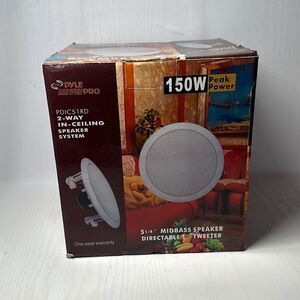 Pyle PDIC51RD 150W 5.25" Round Flush Mount In-Wall/Ceiling Home Speakers, 2 Pack